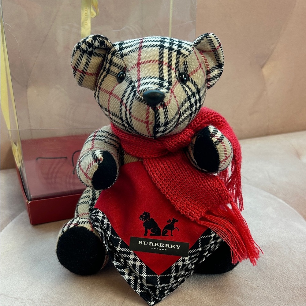 Burberry London Check Teddy Bear with Red Scarf